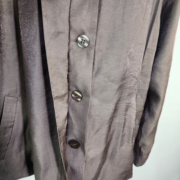Chico's Womens Jacket Size 2 Large Subtle Shine Karise Long Sleeve Taupe Button - Picture 6 of 12